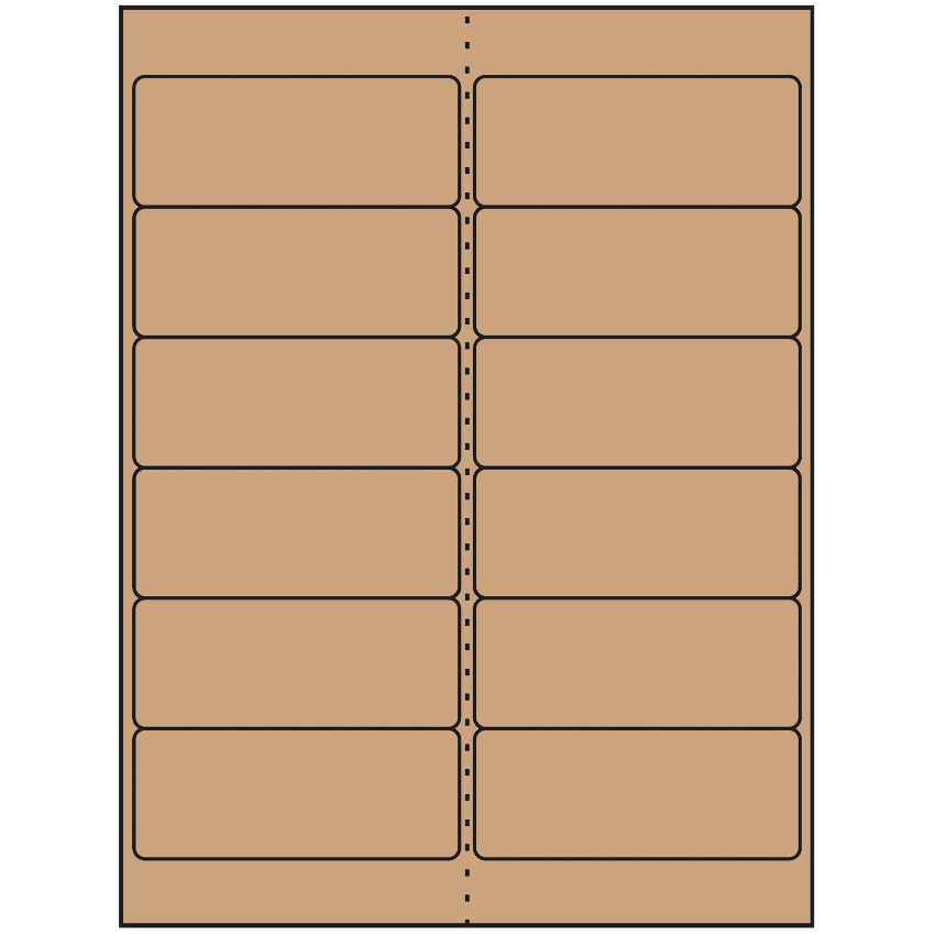 4" x 1.5" Brown Kraft Rectangular Sheet Labels