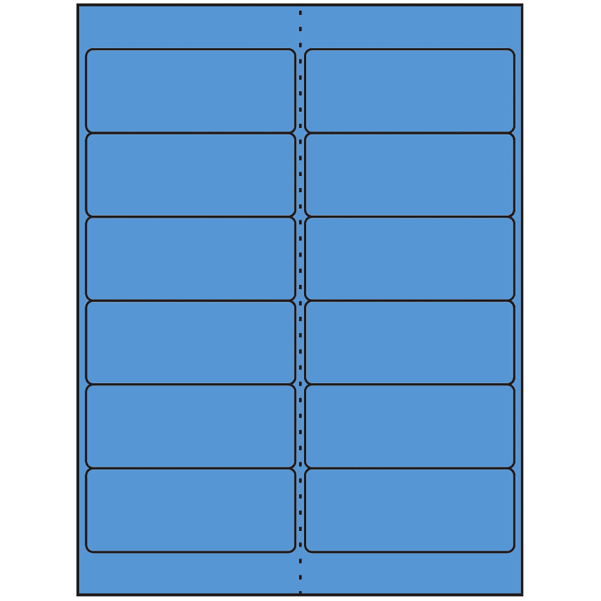 4" x 1.5" Fluorescent Blue Rectangular Sheet Labels