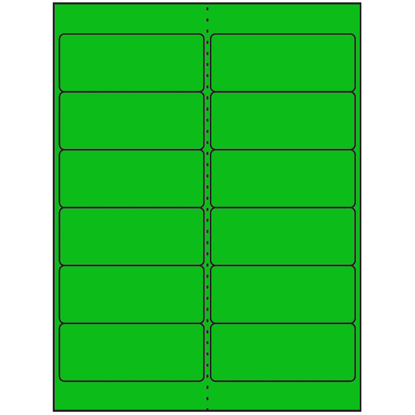 4" x 1.5" Fluorescent Green Rectangular Sheet Labels