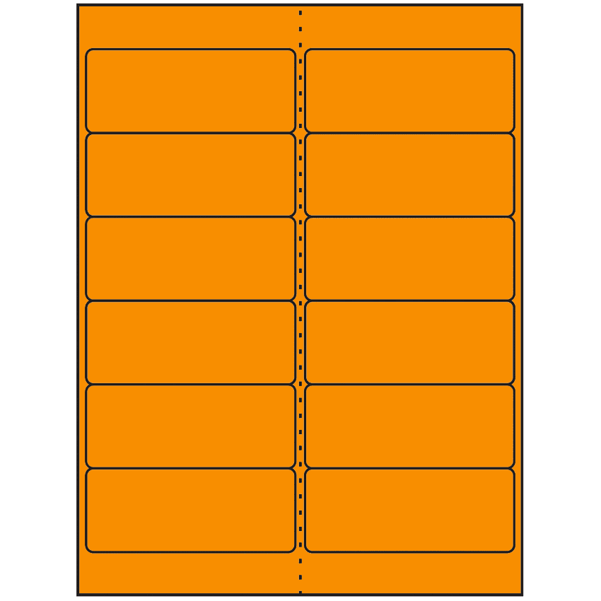 4" x 1.5" Fluorescent Orange Rectangular Sheet Labels