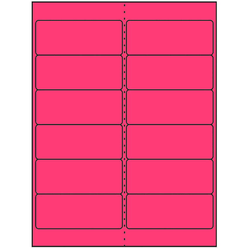 4" x 1.5" Fluorescent Pink Rectangular Sheet Labels