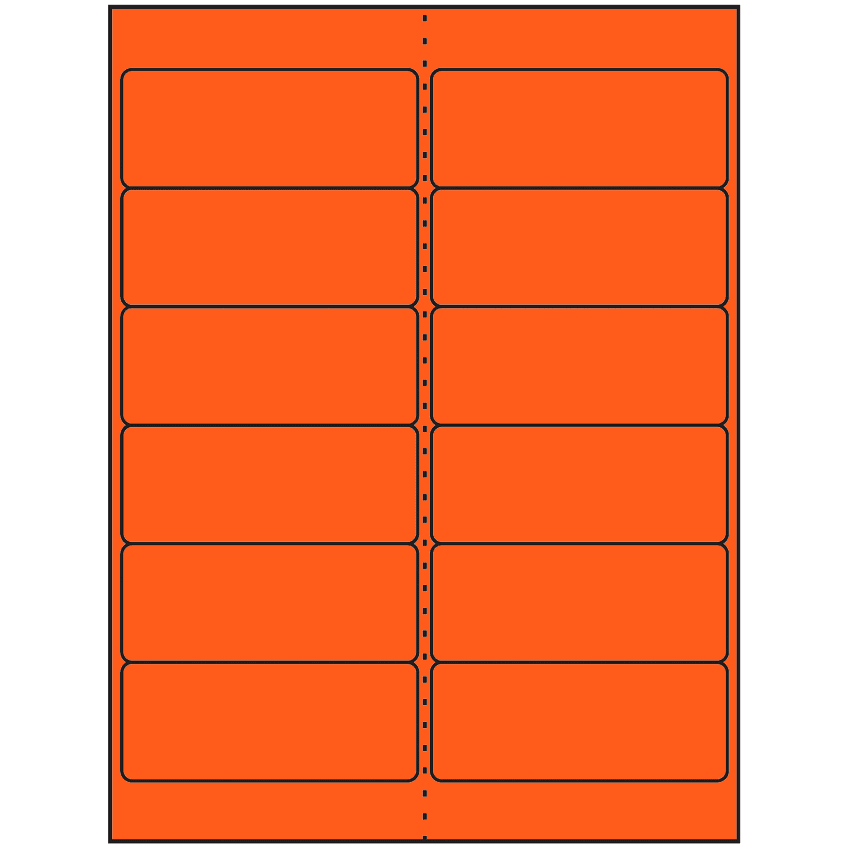 4" x 1.5" Fluorescent Red Rectangular Sheet Labels