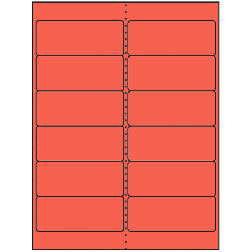 4" x 1.5" Red Rectangular Sheet Labels