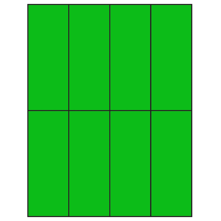 2.125" x 5.5" Fluorescent Green Rectangular Sheet Labels