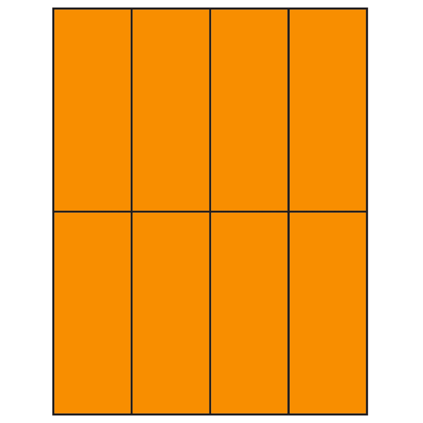 2.125" x 5.5" Fluorescent Orange Rectangular Sheet Labels