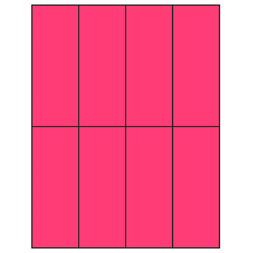 2.125" x 5.5" Fluorescent Pink Rectangular Sheet Labels
