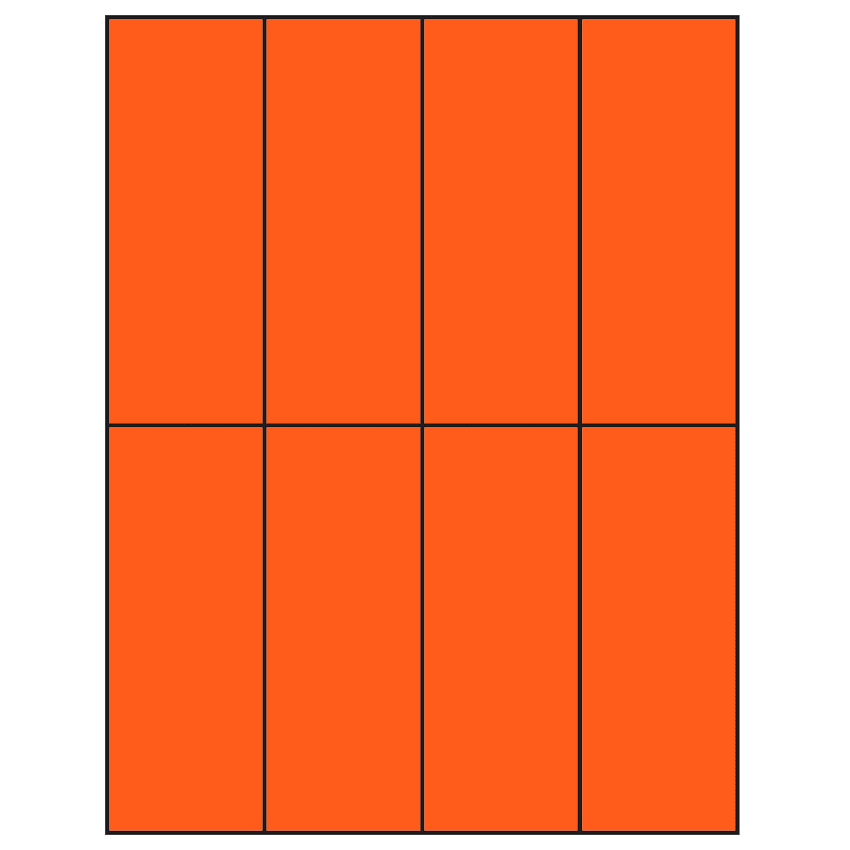 2.125" x 5.5" Fluorescent Red Rectangular Sheet Labels