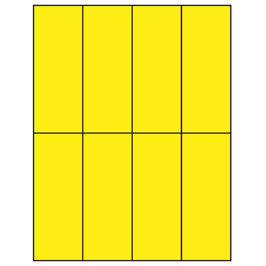 2.125" x 5.5" Fluorescent Yellow Rectangular Sheet Labels