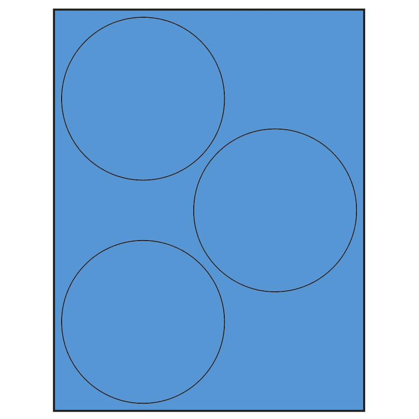 4.5" Fluorescent Blue Circular Sheet Labels