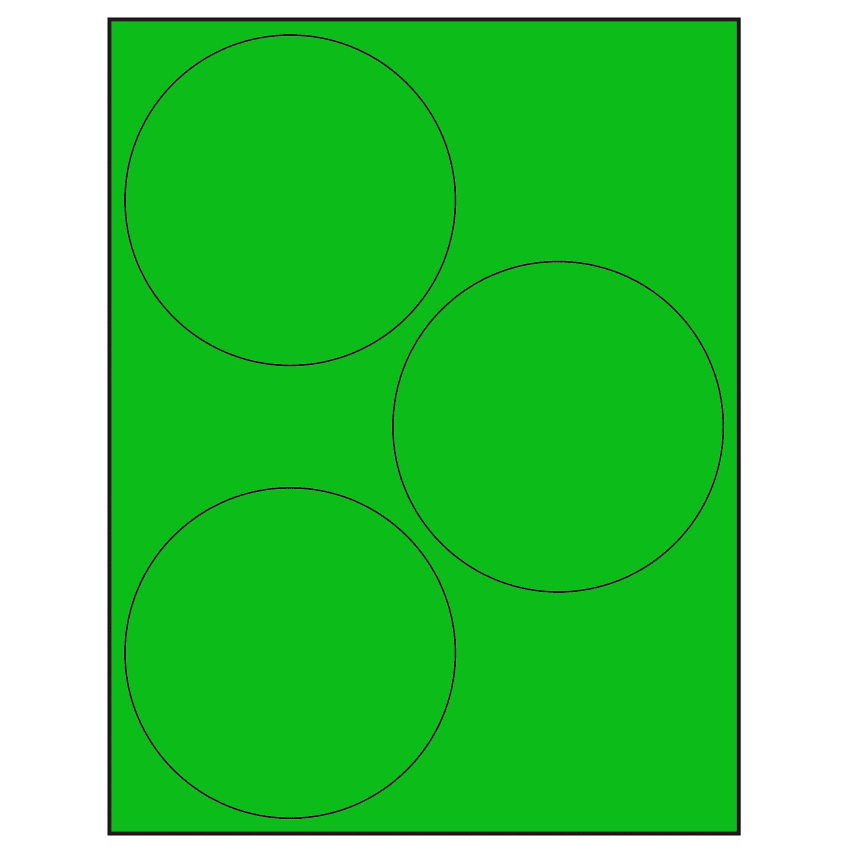 4.5" Fluorescent Green Circular Sheet Labels