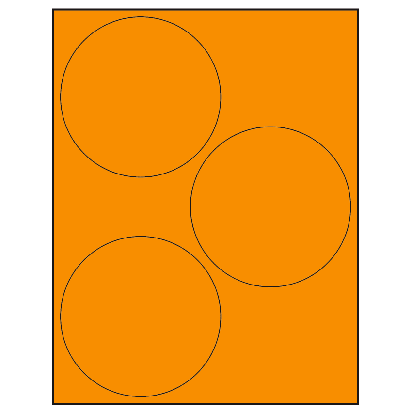 4.5" Fluorescent Orange Circular Sheet Labels