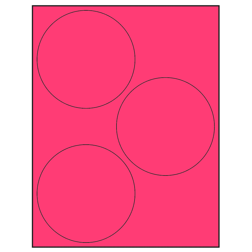 4.5" Fluorescent Pink Circular Sheet Labels