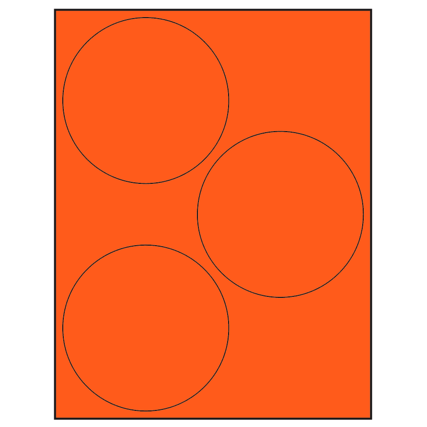 4.5" Fluorescent Red Circular Sheet Labels