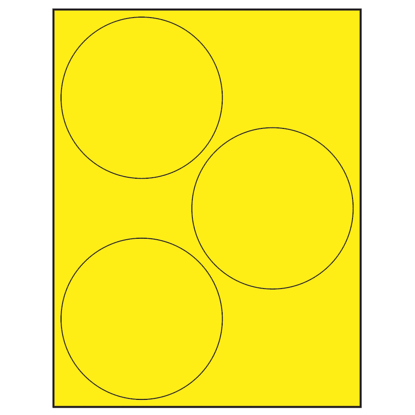 4.5" Fluorescent Yellow Circular Sheet Labels