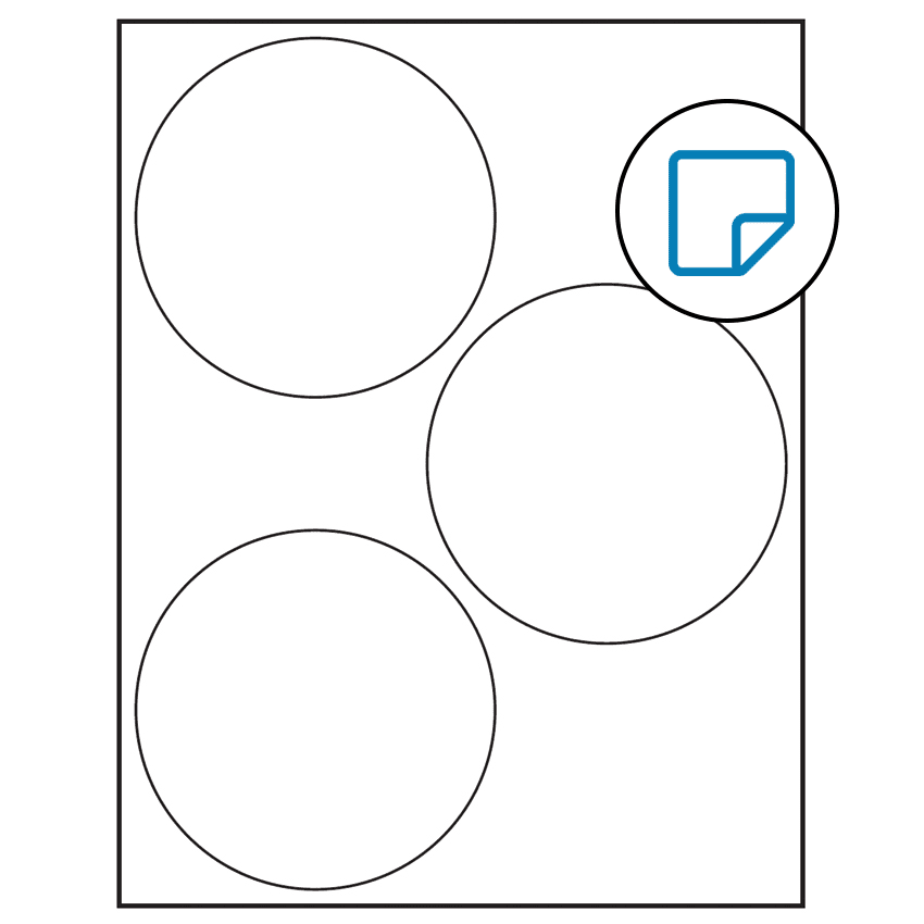 4.5" White Circular Sheet Labels - Removable Adhesive