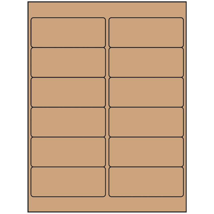 4" x 1.5" Brown Kraft Rectangular Sheet Labels
