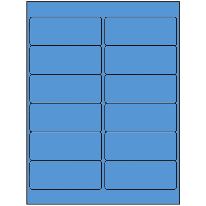 4" x 1.5" Fluorescent Blue Rectangular Sheet Labels