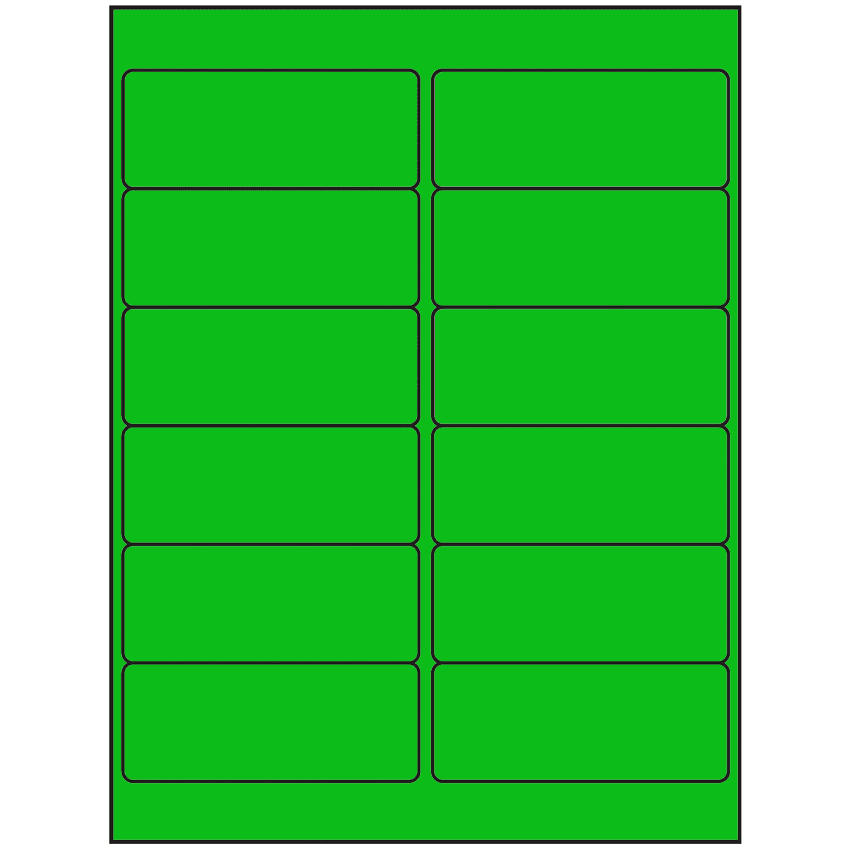 4" x 1.5" Fluorescent Green Rectangular Sheet Labels