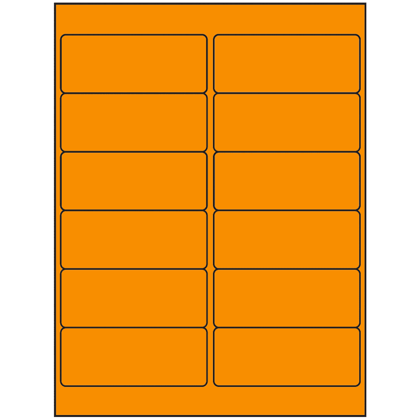 4" x 1.5" Fluorescent Orange Rectangular Sheet Labels