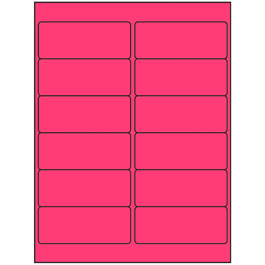 4" x 1.5" Fluorescent Pink Rectangular Sheet Labels