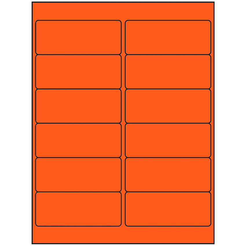 4" x 1.5" Fluorescent Red Rectangular Sheet Labels