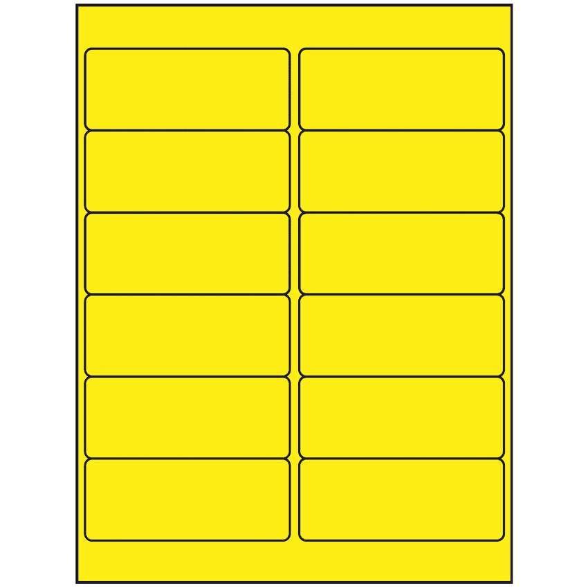 4" x 1.5" Fluorescent Yellow Rectangular Sheet Labels