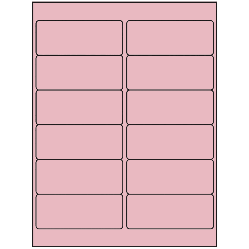 4" x 1.5" Pastel Pink Rectangular Sheet Labels