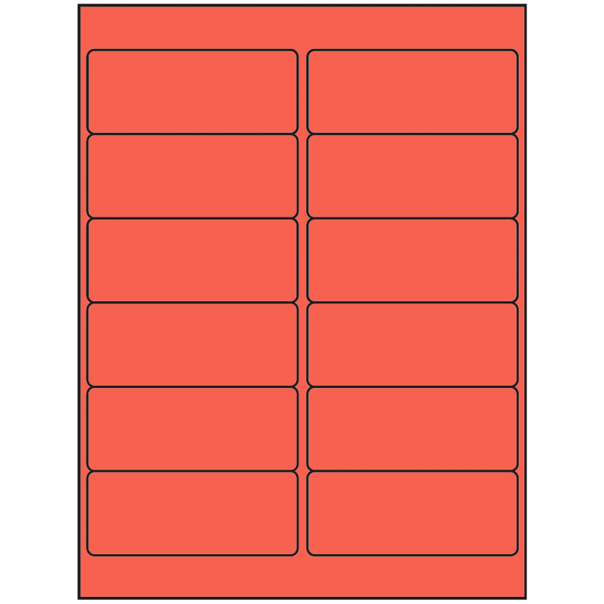 4" x 1.5" Red Rectangular Sheet Labels