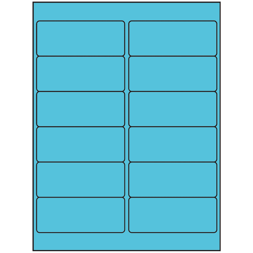 4" x 1.5" Turquoise Rectangular Sheet Labels
