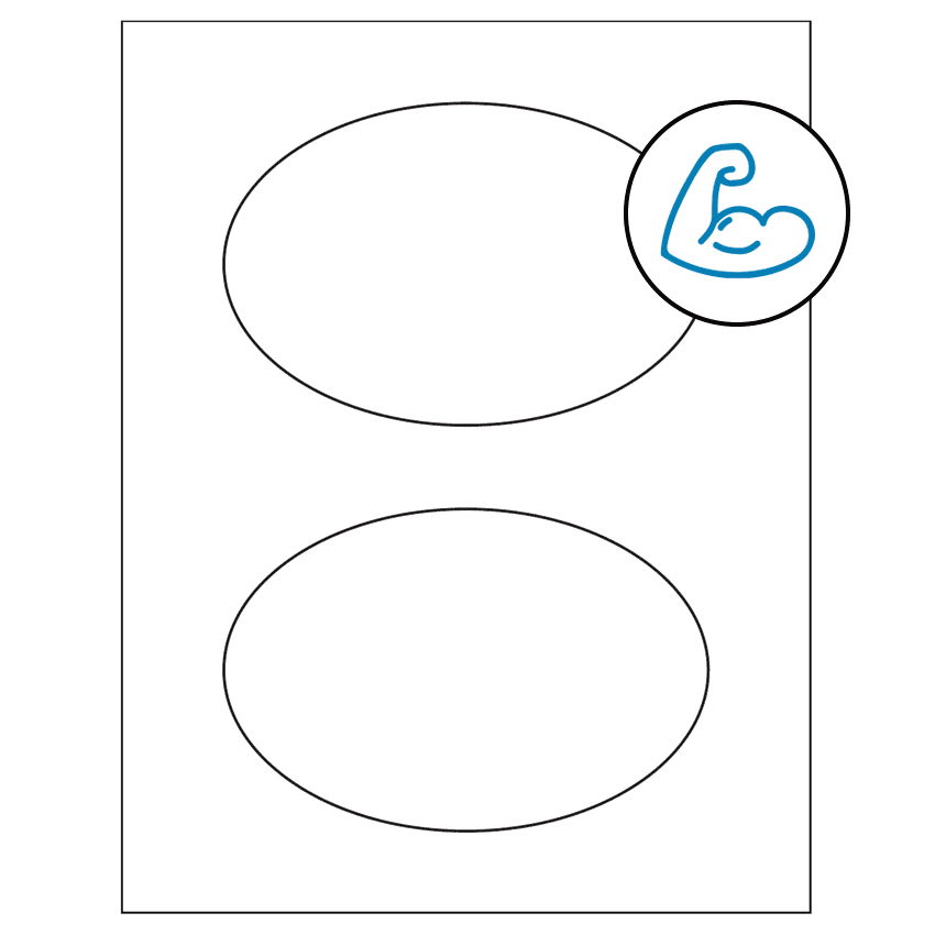 6" x 4" White Oval Sheet Labels - Ultra Aggressive Adhesive