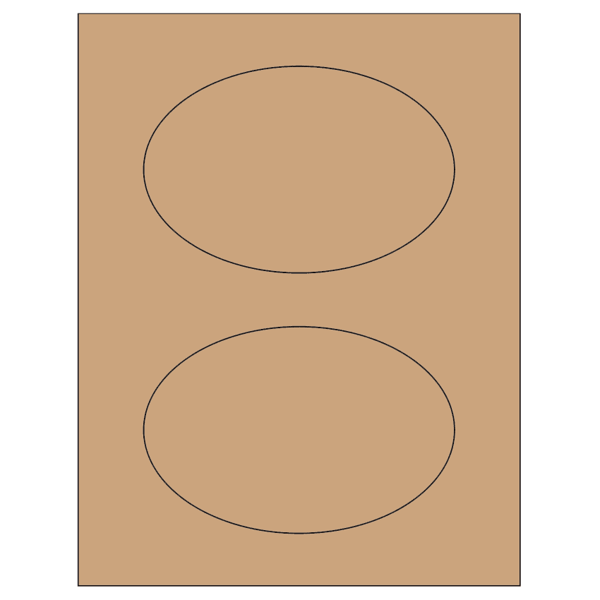 6" x 4" Brown Kraft Oval Sheet Labels