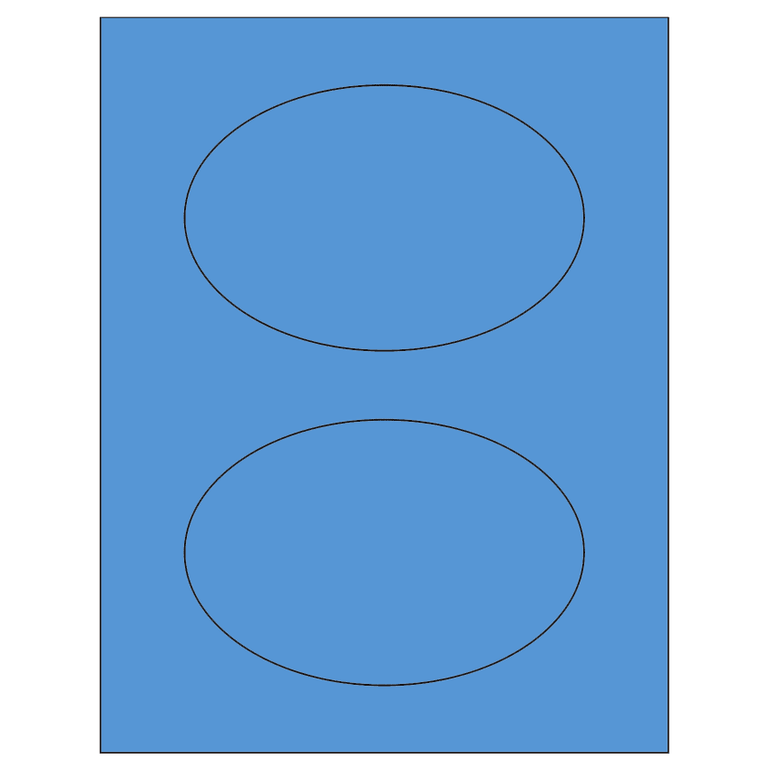 6" x 4" Fluorescent Blue Oval Sheet Labels