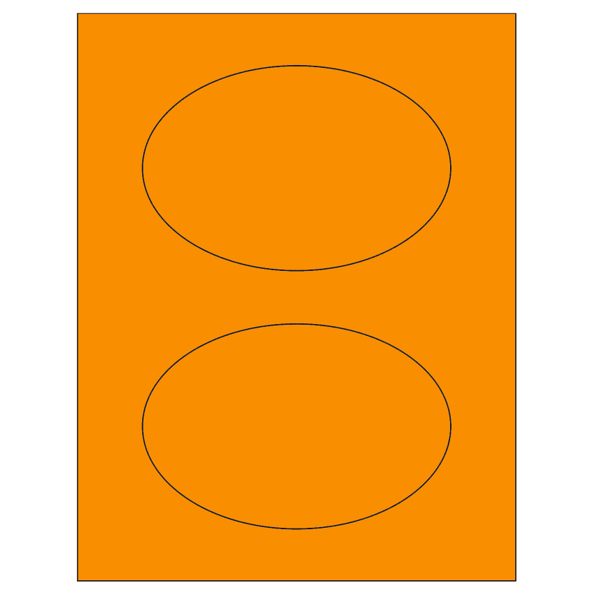 6" x 4" Fluorescent Orange Oval Sheet Labels