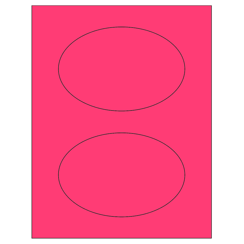 6" x 4" Fluorescent Pink Oval Sheet Labels