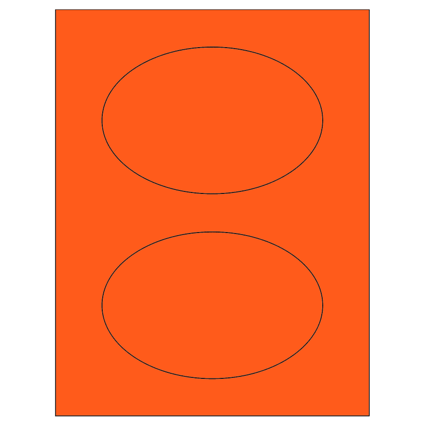 6" x 4" Fluorescent Red Oval Sheet Labels