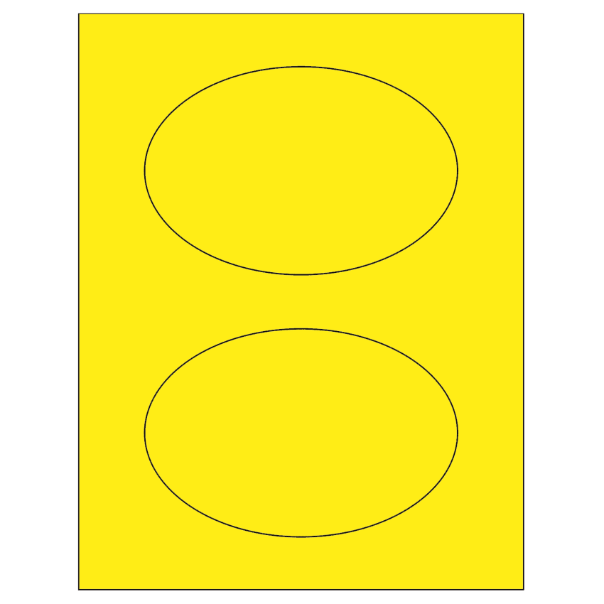 6" x 4" Fluorescent Yellow Oval Sheet Labels
