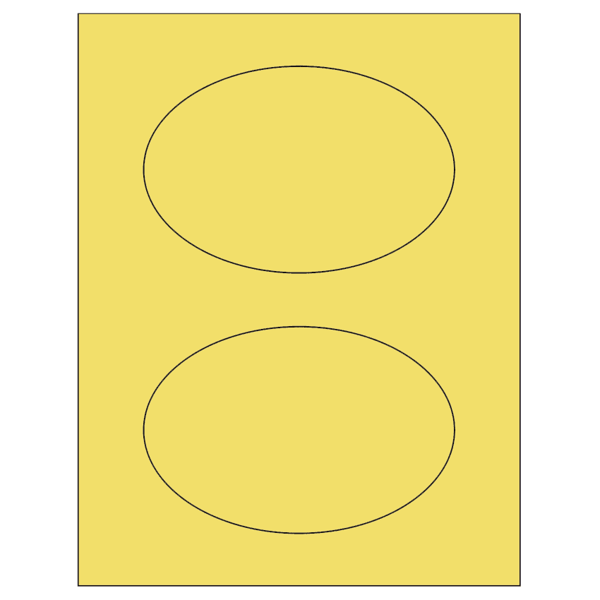 6" x 4" Pastel Yellow Oval Sheet Labels