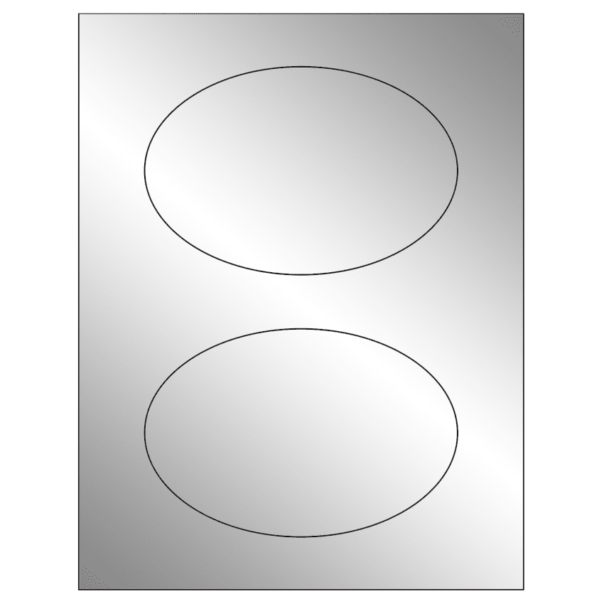 6" x 4" Silver Foil Oval Sheet Labels
