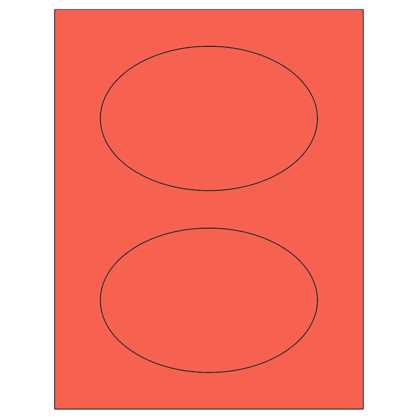 6" x 4" Red Oval Sheet Labels