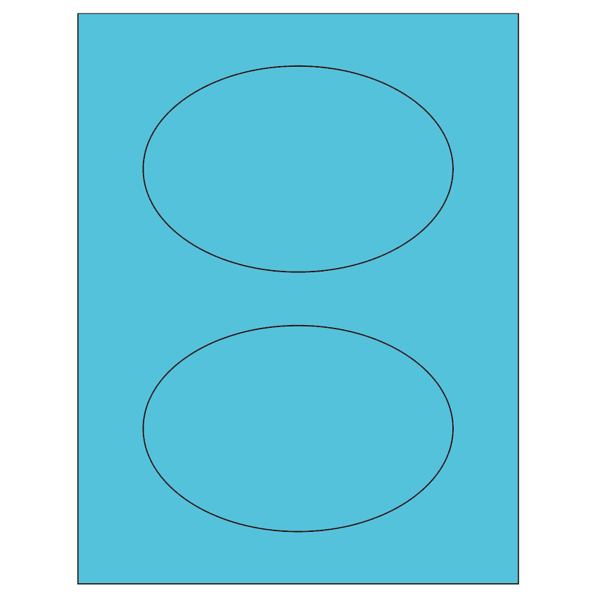 6" x 4" Turquoise Oval Sheet Labels