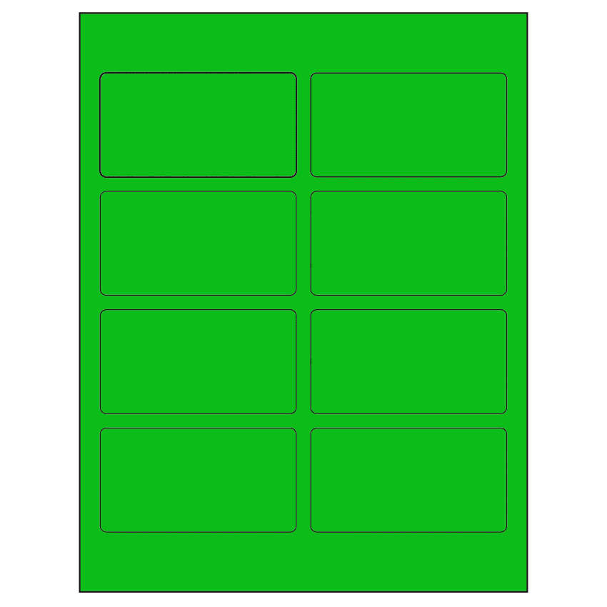 3.75" x 2" Fluorescent Green Rectangular Sheet Labels