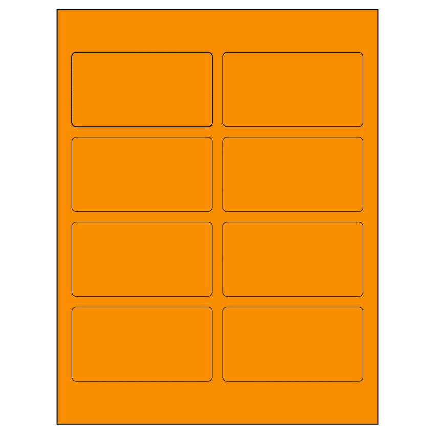 3.75" x 2" Fluorescent Orange Rectangular Sheet Labels