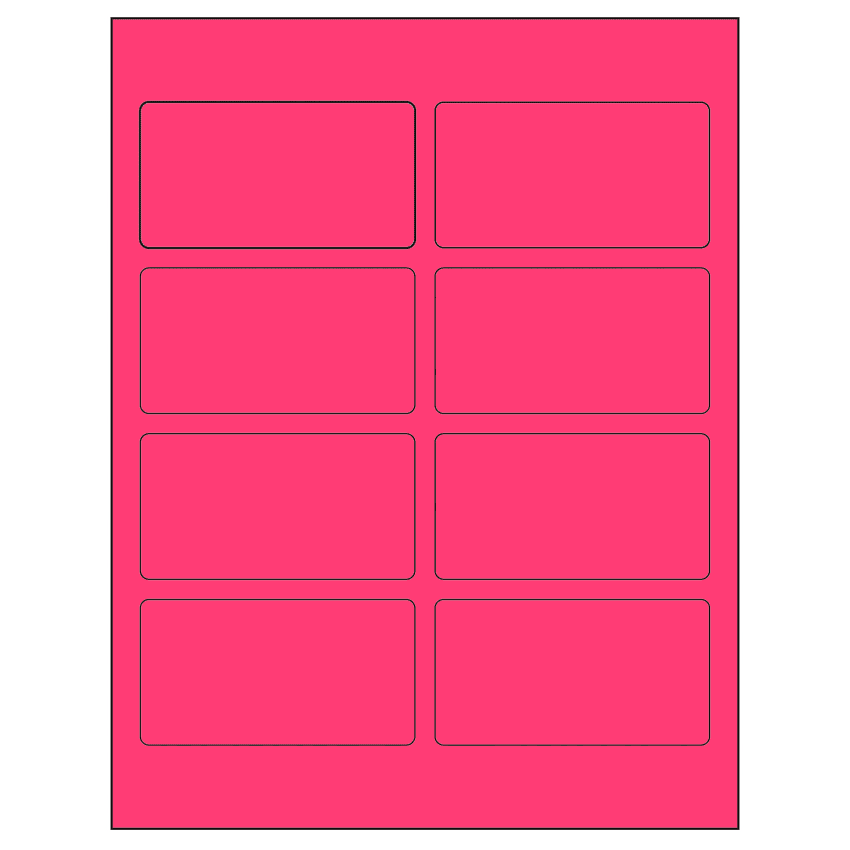 3.75" x 2" Fluorescent Pink Rectangular Sheet Labels