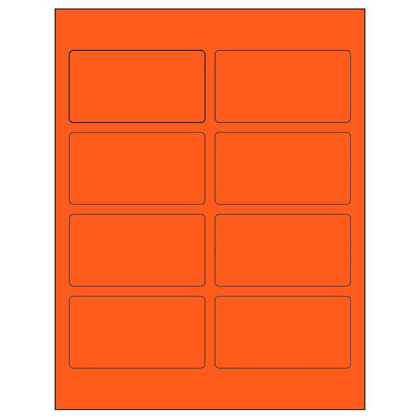 3.75" x 2" Fluorescent Red Rectangular Sheet Labels