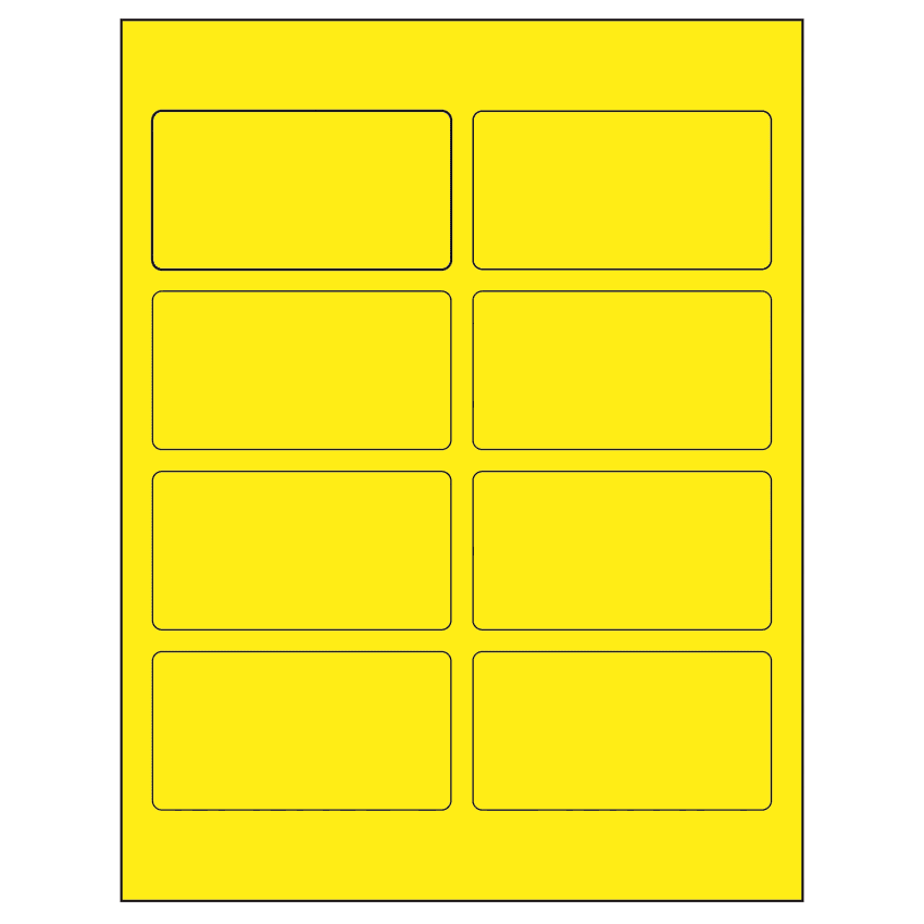 3.75" x 2" Fluorescent Yellow Rectangular Sheet Labels