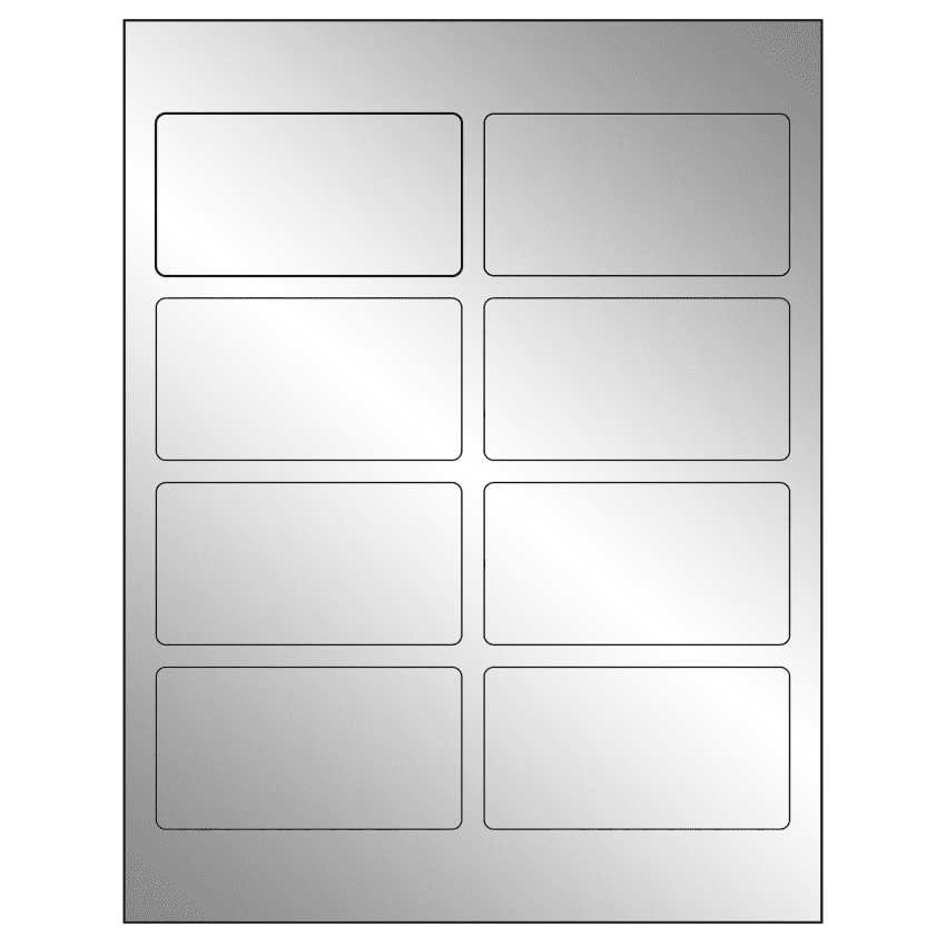 3.75" x 2" Silver Foil Rectangular Sheet Labels