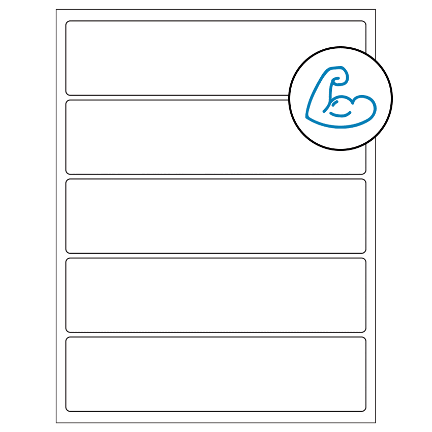 8" x 2" White Rectangular Sheet Labels - Ultra Aggressive Adhesive