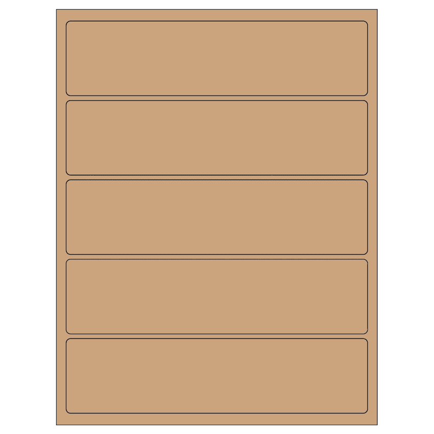 8" x 2" Brown Kraft Rectangular Sheet Labels