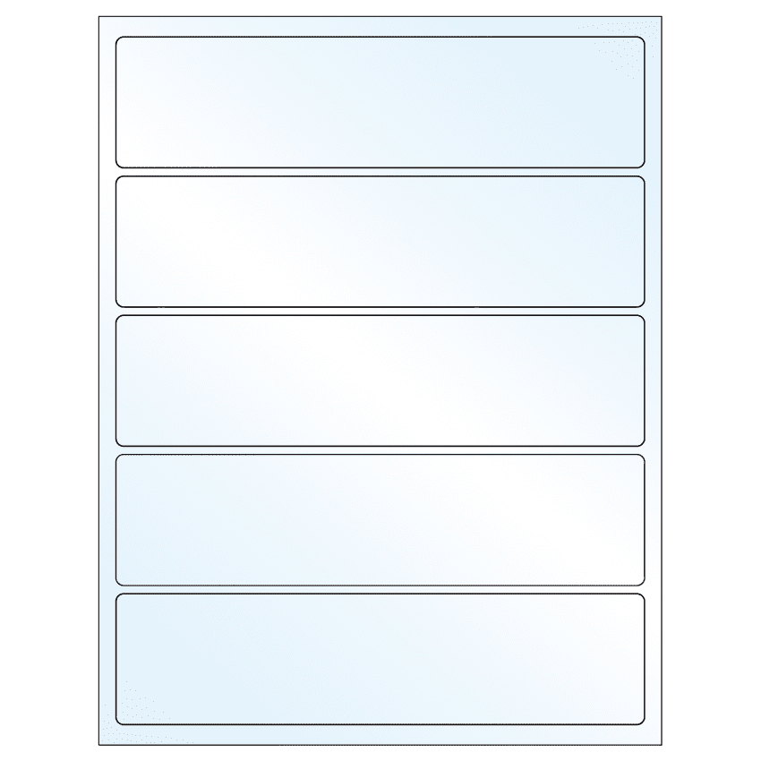8" x 2" Crystal Clear Rectangular Sheet Labels