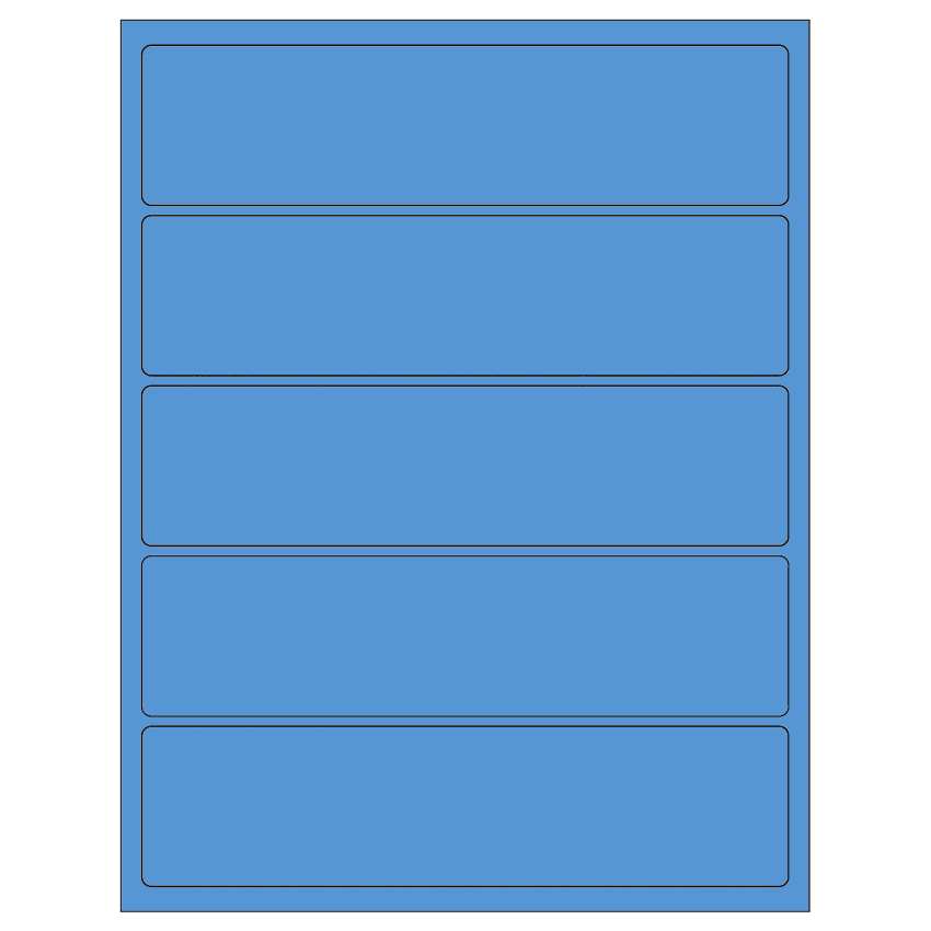 8" x 2" Fluorescent Blue Rectangular Sheet Labels